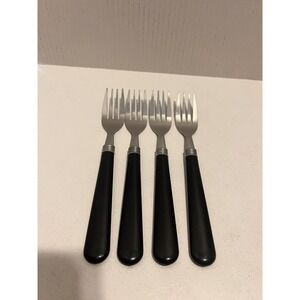 GIBSON Forks Flatware Vintage Utensils 4pc‎ Retro Black Handles